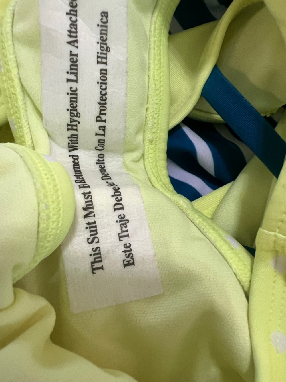 NWT - Cat & Jack Neon Yellow Bikini Set with Blue Striped Rash Guard - Picture 4 of 5